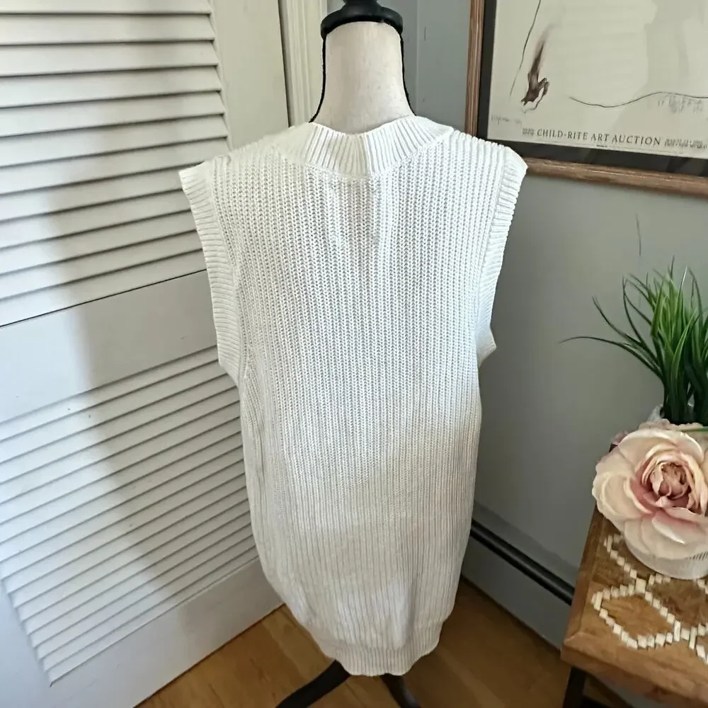 Abercrombie & Fitch Dress Womens XL White Chunky Knit Mini Shift Tennis Preppy - Picture 4 of 10